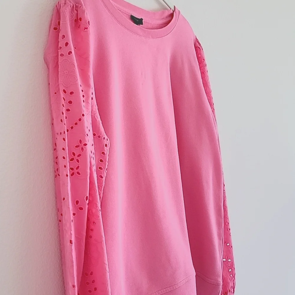 Talbots Size Large Pink Eyelet Sweatshirt - Picture 3 of 4